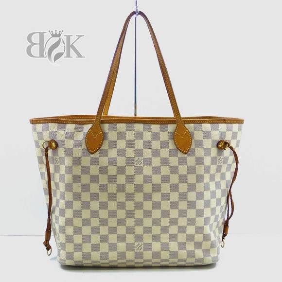 Louis Vuitton Damier Bag Shoulder Azur Neverfull MM White - Picture 1 of 6